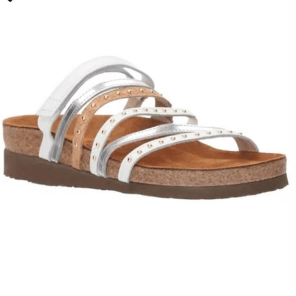 Naot Metallic Silver and Tan Strappy Sandals US size 10 41